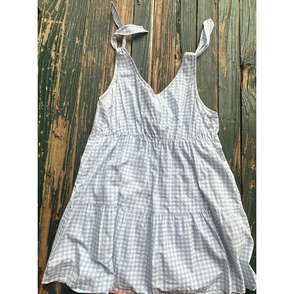 Derek Heart Blue Gingham Tiered Tie Strap Mini Dress XL